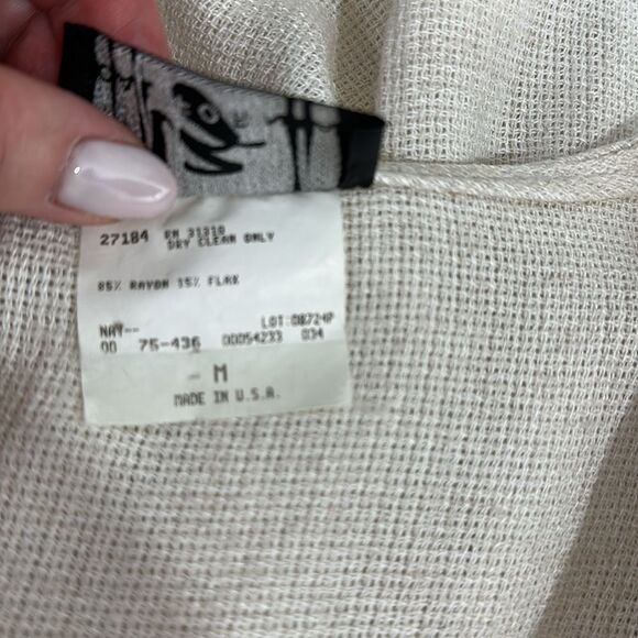 IZ California Vintage Neutral Beige Flax Blend Button Front V-neck Vest Size M - Picture 4 of 8